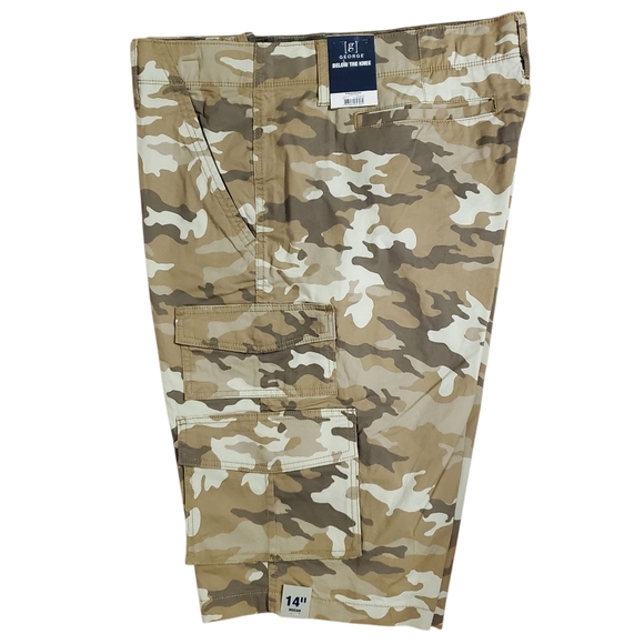 NWT‎ GEORGE MENS BELOW THE KNEE DESERT CAMO CARGO SHORTS W 42- INSEAM 14" - Picture 4 of 13